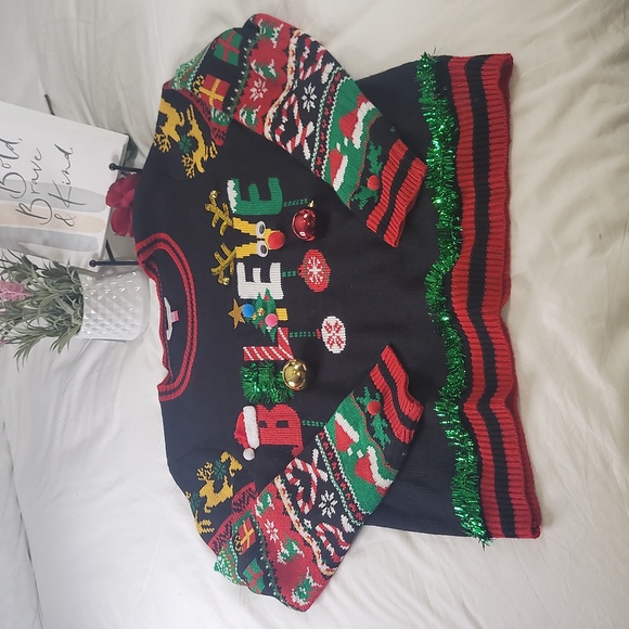 Christmas Sweater with Hanging Bells Holiday Party Festive Sweater - Picture 10 of 17